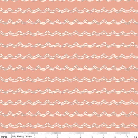 Little Swan-1/2 Yard Increments, Cut Continuously (C13745 Waves Peaches 'n Cream) by Little Forest Atelier for Riley Blake Designs