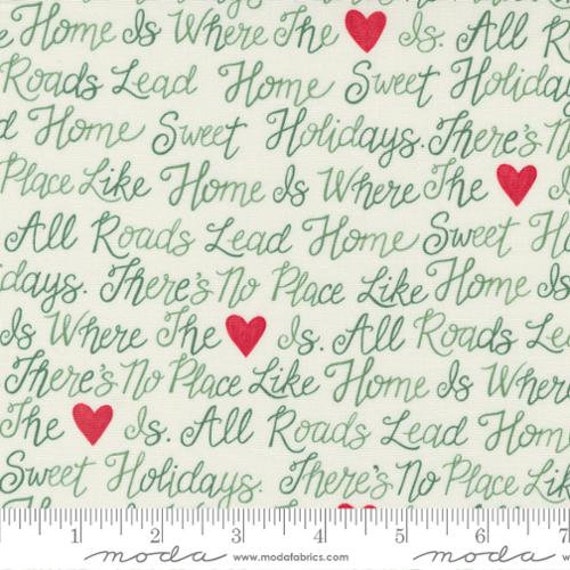 Holidays At Home-1/2 Yard Increments, Cut Continuously (56072-11 Holiday Text Snowy White) by Deb Strain for Moda