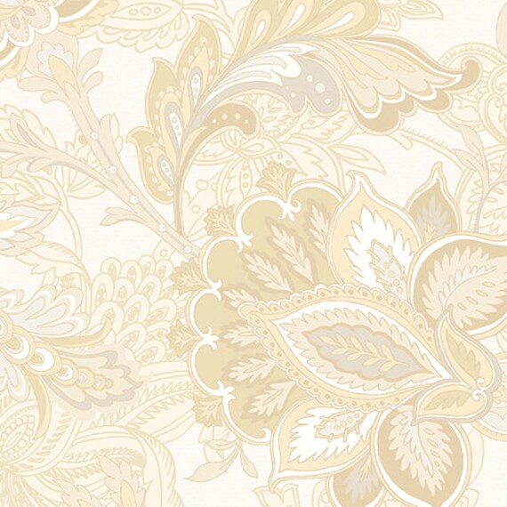 The Drawing Room - 108" Wide Back - 1/2 Yard Increments, Cut Continuously (17014W-07 Footstool Cream) by Pat Sloan for Benartex
