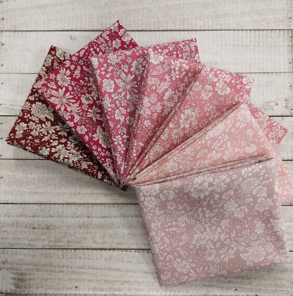 Emily Belle - Fat Quarter Bundle (7 Pink Colorway Fabrics) Liberty Fabrics for Riley Blake Designs