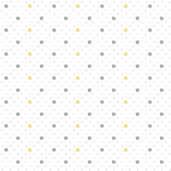 Doodle Baby Flannel-1/2 Yard Increments, Cut Continuously (13232F-31 Sweet Dot Flower Yellow/White) by Jessica Flick for Benartex