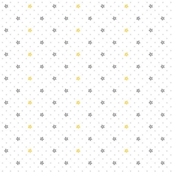 Doodle Baby Flannel-1/2 Yard Increments, Cut Continuously (13232F-31 Sweet Dot Flower Yellow/White) by Jessica Flick for Benartex