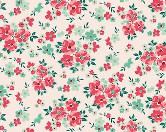 Berry & Sage - 1/2 Yard Increments, Cut Continuously (C17388 Floral Latte) by Lori Holt for Riley Blake Designs