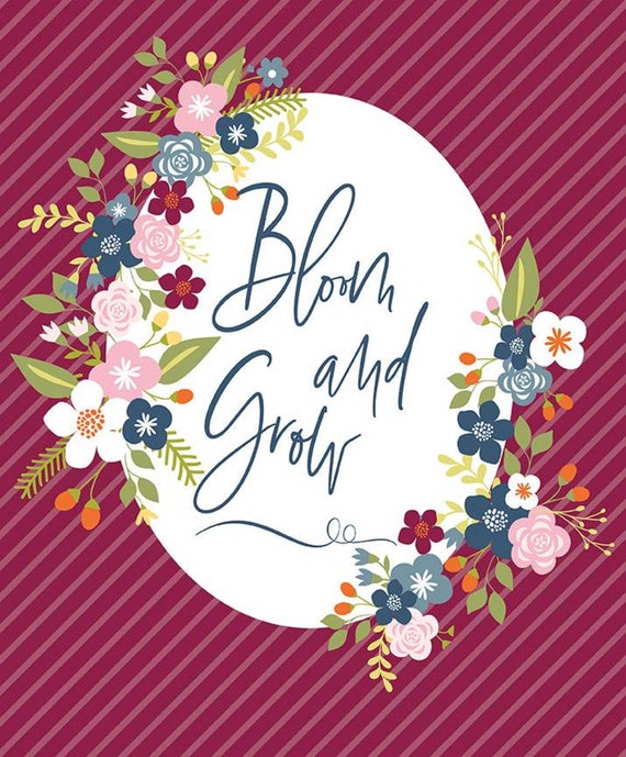 Bloom and Grow- Panel (36" x 44" Burgundy) by Simple Simon and Co. for Riley Blake Designs- P10116