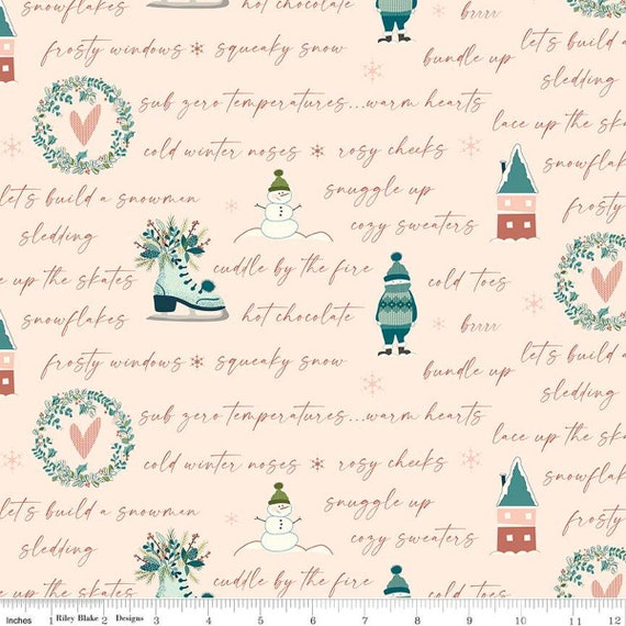 Arrival of Winter- 1/2 Yard Increments, Cut Continuously (C13522 Text Blush) by Sandy Gervais for Riley Blake Designs