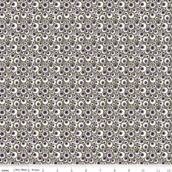Beggar's Night - 1/2 Yard Increments, Cut Continuously (C14503 Eyeballs Gray) by Sandy Gervais for Riley Blake Designs