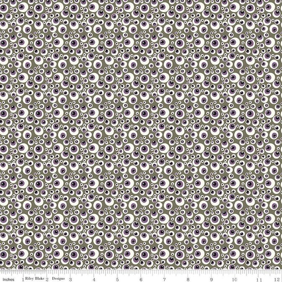 Beggar's Night - 1/2 Yard Increments, Cut Continuously (C14503 Eyeballs Gray) by Sandy Gervais for Riley Blake Designs