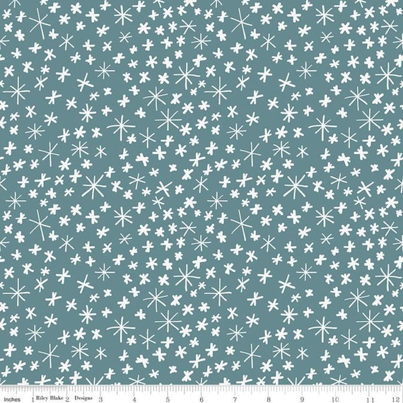 Nice Ice Baby FLANNEL - 1/2 Yard Increments, Cut Continuously (F12574 Teal Snowflakes) by Deena Rutter for Riley Blake Designs