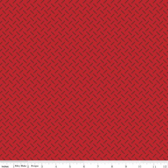 Calico -1/2 Yard Increments, Cut Continuously (C12850 Shirting Schoolhouse Red) by Lori Holt for Riley Blake Designs