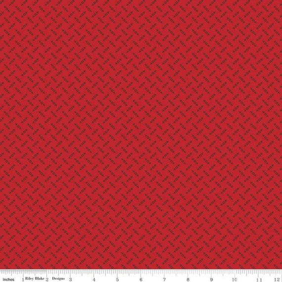 Calico - End of Bolt 14.5" (C12850 Shirting Schoolhouse Red) by Lori Holt for Riley Blake Designs