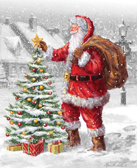 Christmas Wishes Santa's Tree Panel 36" x 43" (PD15041) by RBD Designers