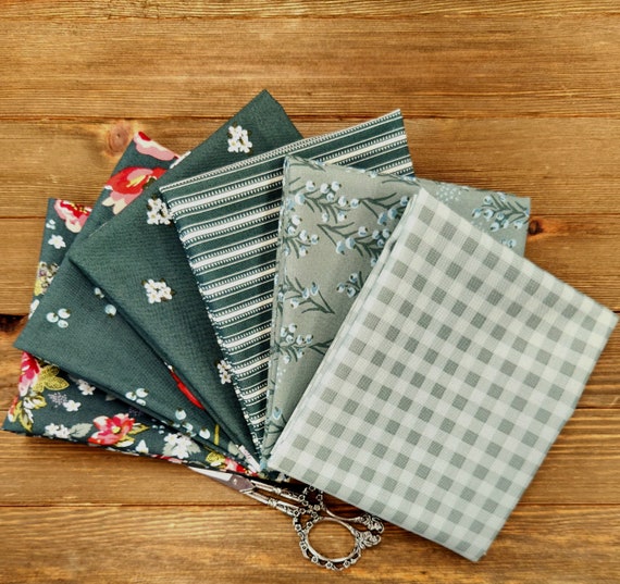 Bellissimo Gardens-Fat Quarter Bundle (6 Jade/Teal Fabrics) by My Minds Eye for Riley Blake Designs