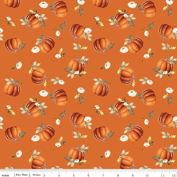 Shades of Autumn- 1/2 Yard Increments, Cut Continuously (C13471 Pumpkins Orange) by My Mind's Eye for Riley Blake Designs