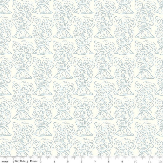 Roar- 1/2 Yard Increments, Cut Continuously (C12461 Cream Volcanoes) by Citrus and Mint Designs for Riley Blake Designs