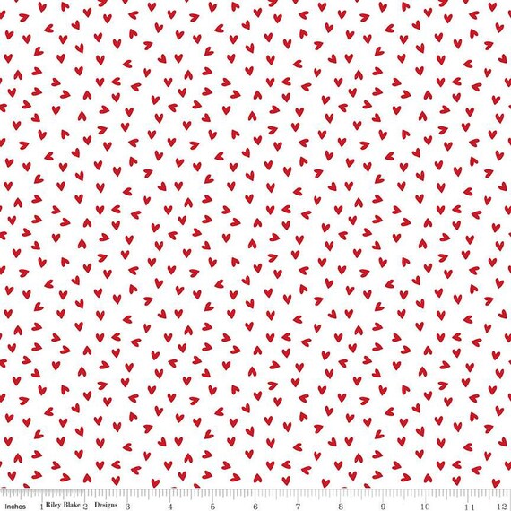 My Valentine- 1/2 Yard Increments, Cut Continuously (C14154 Heart Toss White) by Echo Park Paper Co for Riley Blake Designs