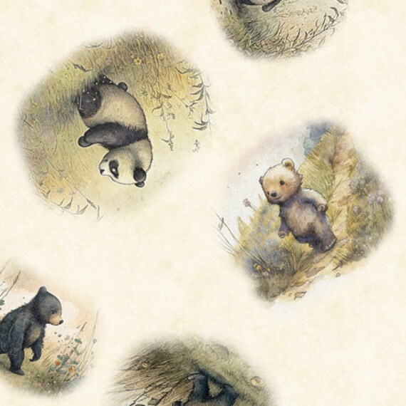 Bear Hugs - 1/2 Yard Increments, Cut Continuously (30063-E Bear Vignettes Cream) by Morris Creative Group for QT Fabrics