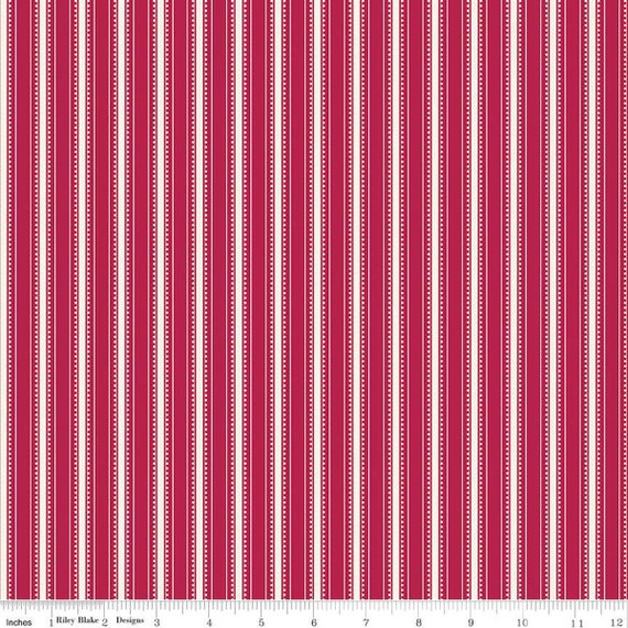 Heirloom Red-1/2 Yard Increments, Cut Continuously (C14348 Stripe Berry) by My Mind's Eye for Riley Blake Designs