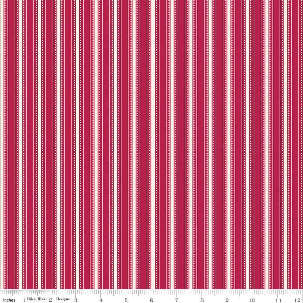 Heirloom Red-1/2 Yard Increments, Cut Continuously (C14348 Stripe Berry) by My Mind's Eye for Riley Blake Designs