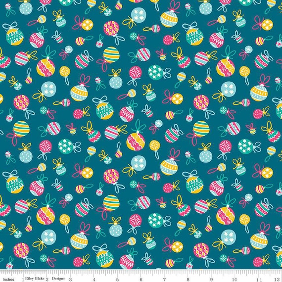 Deck the Halls - 1/2 Yard Increments, Cut Continuously (01666882B Tumbling Baubles B) Liberty Fabrics for Riley Blake Designs