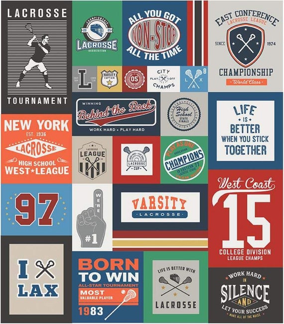 Varsity Lacrosse Panel by Deena Rutter For Riley Blake Designs- P7961 -Panel Size 56" x 64"