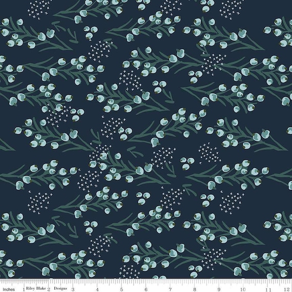 Bellissimo Gardens - 1/2 Yard Increments, Cut Continuously (C13832 Berries Midnight) by My Mind's Eye for Riley Blake Designs