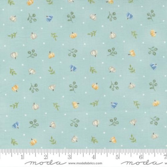 Harvest Wishes-1/4 Yard (56064-13 Tossed Pumpkins Aqua) by Deb Strain for Moda