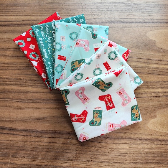 Holiday Cheer - Fat Quarter Bundle (6 Curated Fabrics) by My Mind's Eye for Riley Blake Designs