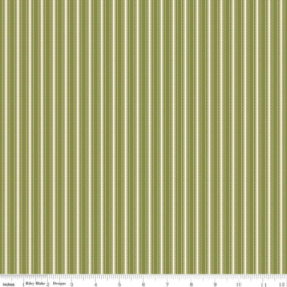 Bellissimo Gardens - 1/2 Yard Increments, Cut Continuously (C13834 Stripe Green) by My Mind's Eye for Riley Blake Designs