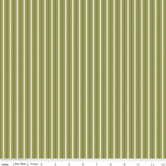 Bellissimo Gardens-1/2 Yard Increments, Cut Continuously (C13834 Stripe Green) by My Minds Eye for Riley Blake Designs