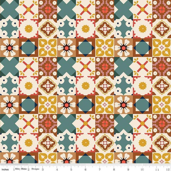 Wild Rose-1/2 Yard Increments, Cut Continuously (C14044 Tiles Multi) by Riley Blake Designs