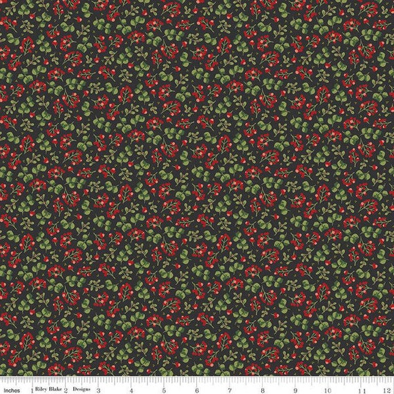 Yuletide Forest-End of Bolt 20" (C13543 Berry Sprigs Charcoal) by Katherine Lenius for Riley Blake Designs