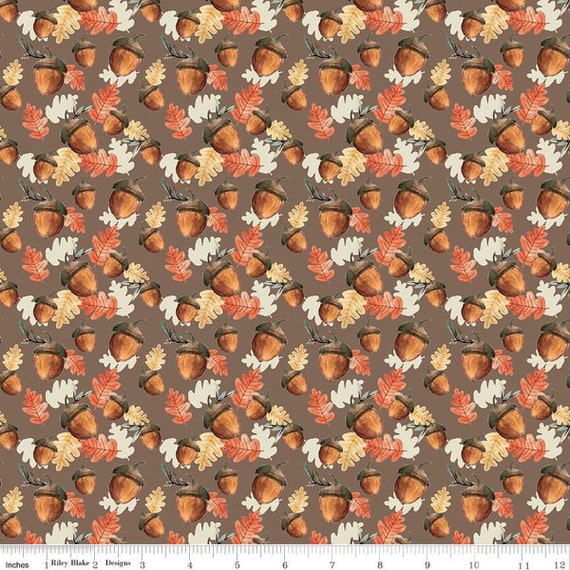 Shades of Autumn- 1/2 Yard Increments, Cut Continuously (C13473 Acorns Brown) by My Mind's Eye for Riley Blake Designs