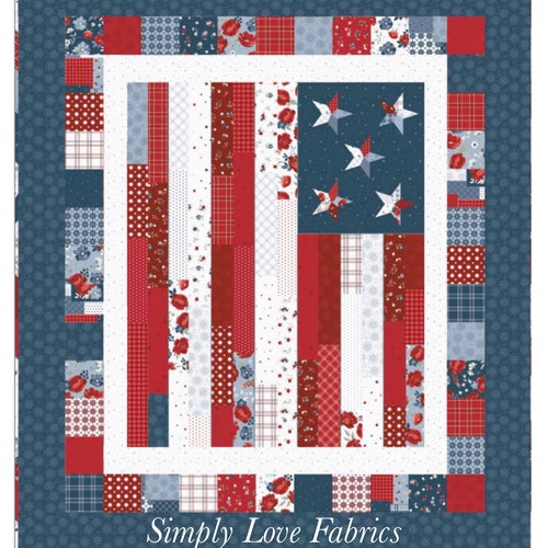 American Dream Flag Quilt Kit Faux Patchwork Riley Blake Etsy