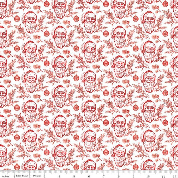 Peace On Earth-1/2 Yard Increments, Cut Continuously (C13452 Santas White) by My Minds Eye for Riley Blake Designs