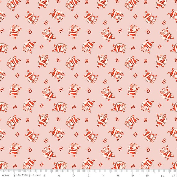 Holiday Cheer-1/2 Yard Increments, Cut Continuously (C13615 Ho Ho Santas Pink) by My Mind's Eye for Riley Blake Designs