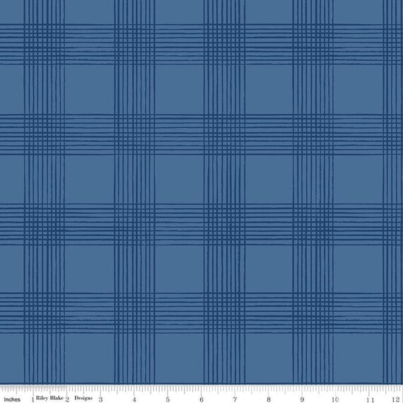 Land of the Brave- 1/2 Yard Increments, Cut Continuously (C13143 Plaid Denim) by My Mind's Eye for Riley Blake Designs