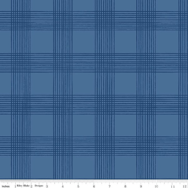 Land of the Brave- 1/2 Yard Increments, Cut Continuously (C13143 Plaid Denim) by My Mind's Eye for Riley Blake Designs