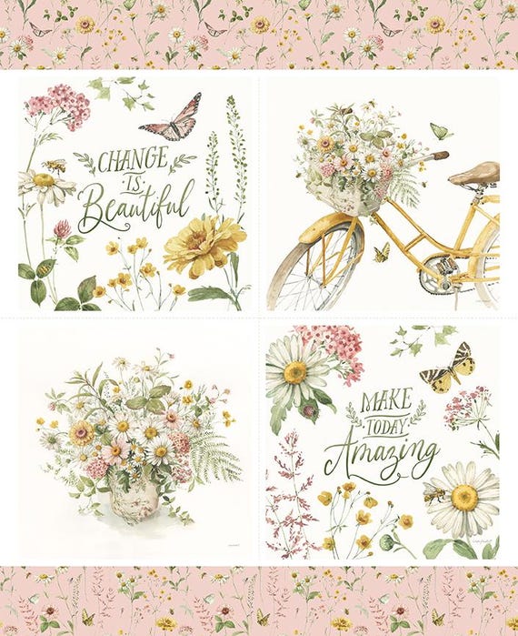 Love Me More Flower Pillow Panel 36"x43" (PD15638) by Lisa Audit for Riley Blake Designs