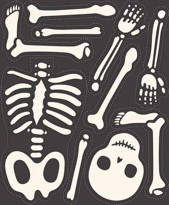 Hey Bootiful-Skeleton Panel Glow in the Dark 36" x 43.5" (GP13138) by My Minds Eye for Riley Blake Designs