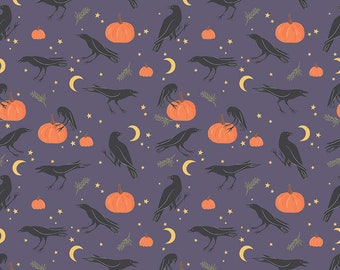 Sophisticated Halloween-1/2 Yard Increments, Cut Continuously (C14621 Vintage Crows Heather) by My Minds Eye for Riley Blake Designs