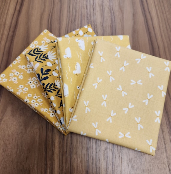 Little Swan - Fat Quarter Bundle (4 Yellow Fabrics) by Little Forest Atelier for Riley Blake Designs