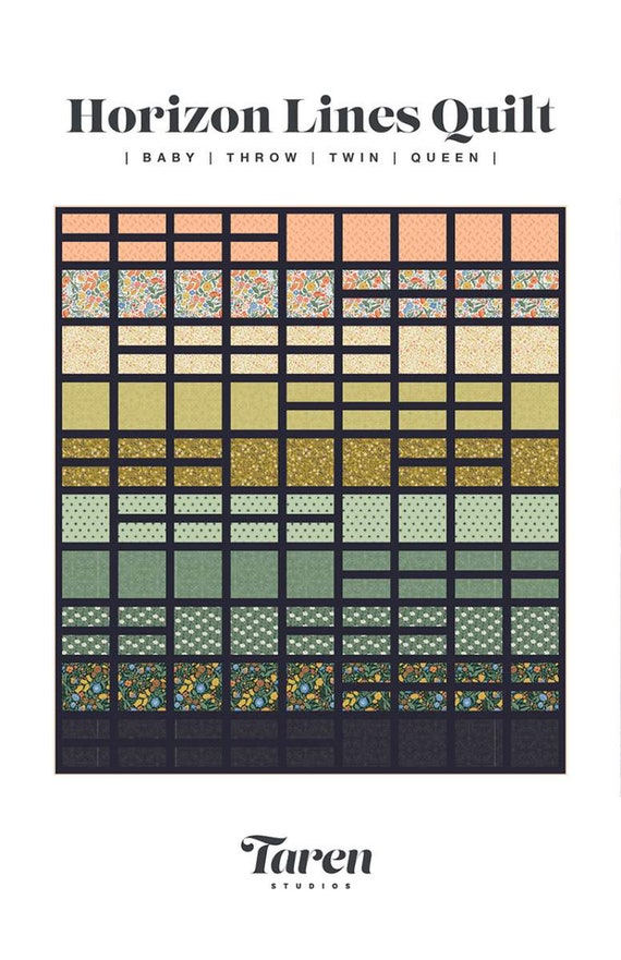 Horizon Lines Quilt PAPER Pattern - 4 sizes - by Taren Studios P163