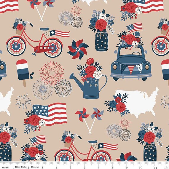 Red, White and True -1/2 Yard Increments, Cut Continuously (C13180 Main Beach) by Dani Mogstad for Riley Blake Designs