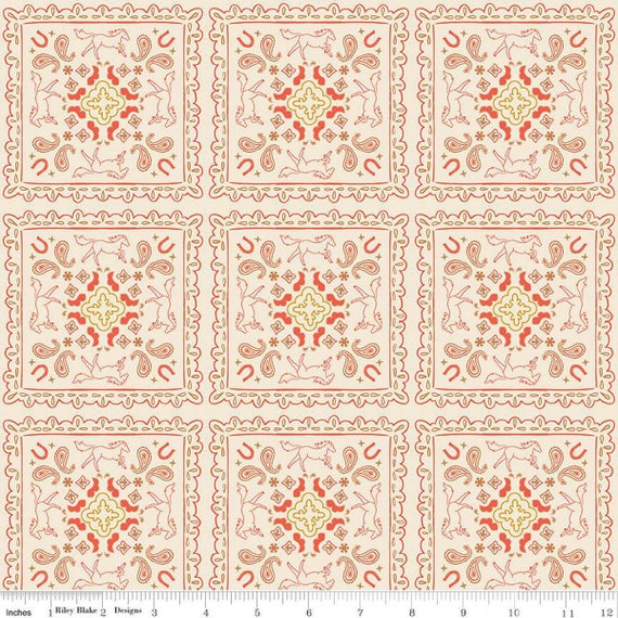 Wild Rose-1/2 Yard Increments, Cut Continuously (C14046 Bandanas Cream) by Riley Blake Designers