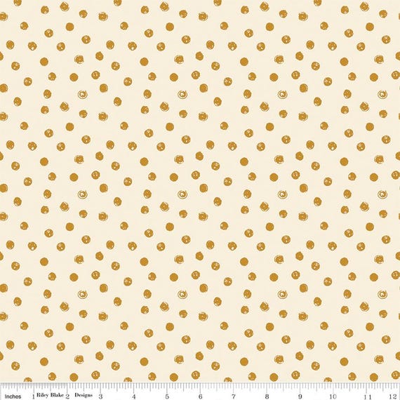 Blush 'n Butterscotch-1/2 Yard Increments, Cut Continuously (C15593 Dots Cream) Simple Simon & Company for Riley Blake Designs