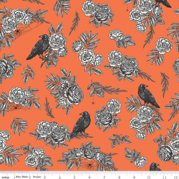 Sophisticated Halloween-1/2 Yard Increments, Cut Continuously (C14620 Main Orange) by My Minds Eye for Riley Blake Designs