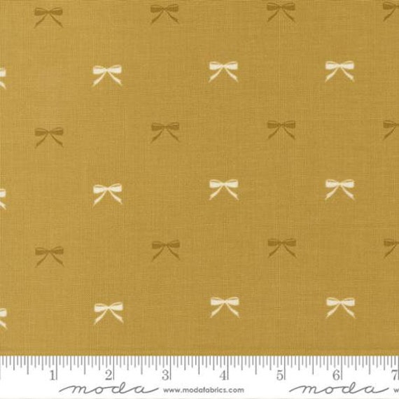Evermore-1/2 Yard Increments, Cut Continuously (43157-13 Sunday Best Bows Honey) by Sweetfire Road for Moda