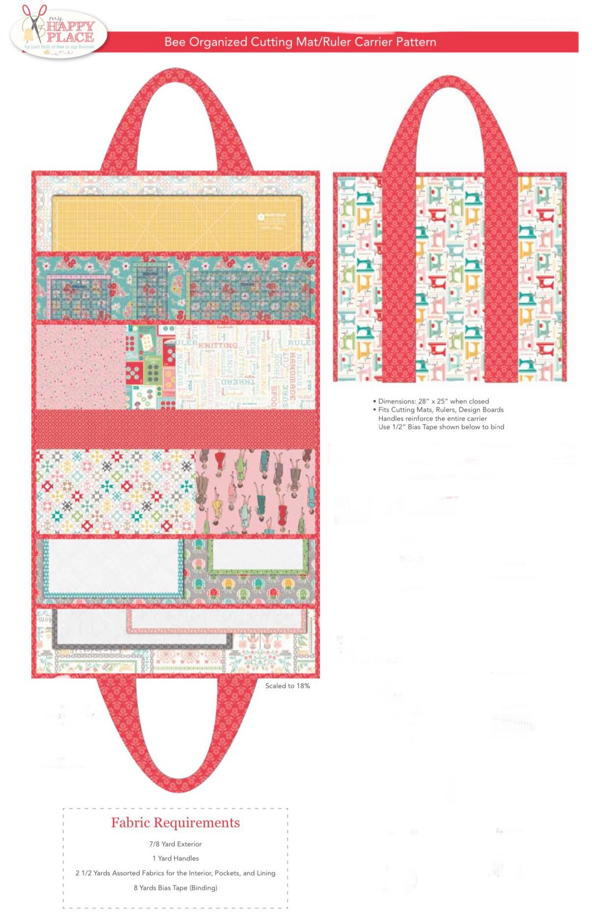 My Happy Place Zippy Bags Panel HD11216 by Lori Holt of Bee in My