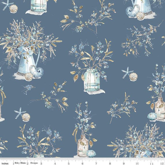 Blue Escape Coastal - 1/2 Yard Increments, Cut Continuously (C14510 Main Colonial) by Lisa Audit for Riley Blake Designs