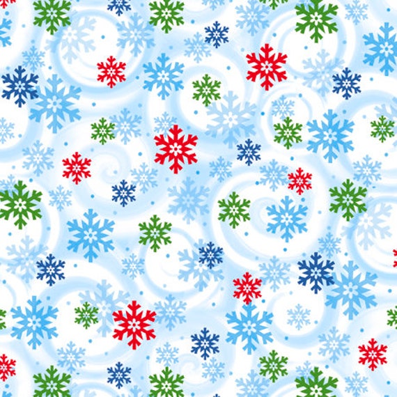 Jolly OL' Santa- 1/2 Yard Increments, Cut Continuously (28815 Z - Snowflake) by Tim Bowers for QT Fabrics